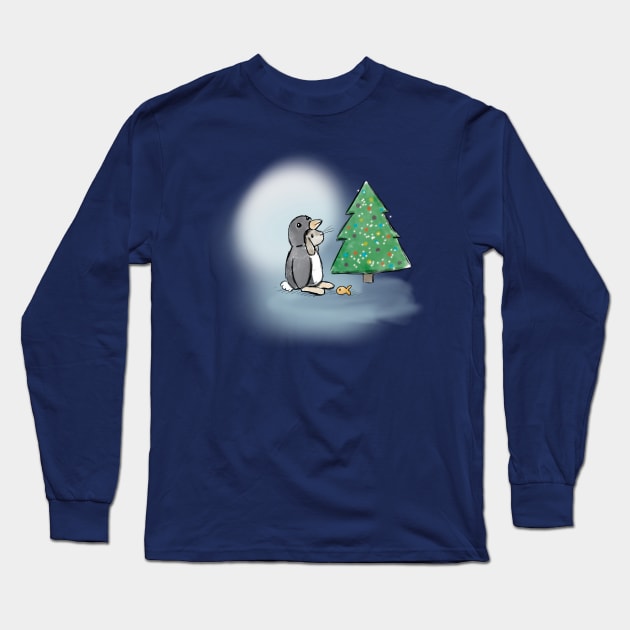 Christmas bunny in penguin suit Long Sleeve T-Shirt by WillowGrove